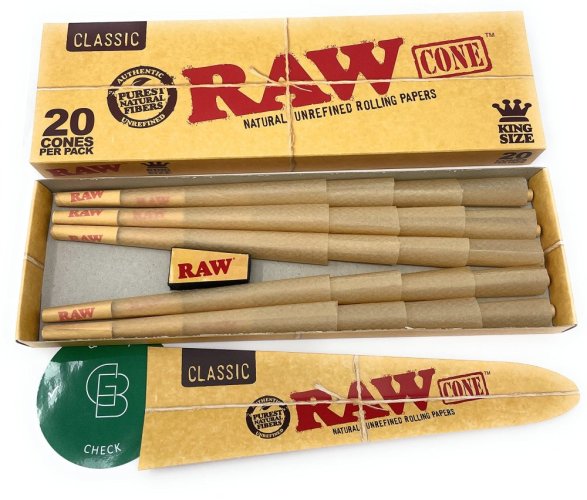 RAW Classic dutinky (cones) King Size - Balení: 3ks - v kornoutu