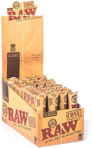 RAW Classic dutinky (cones) King Size - Balení: 3ks - v kornoutu