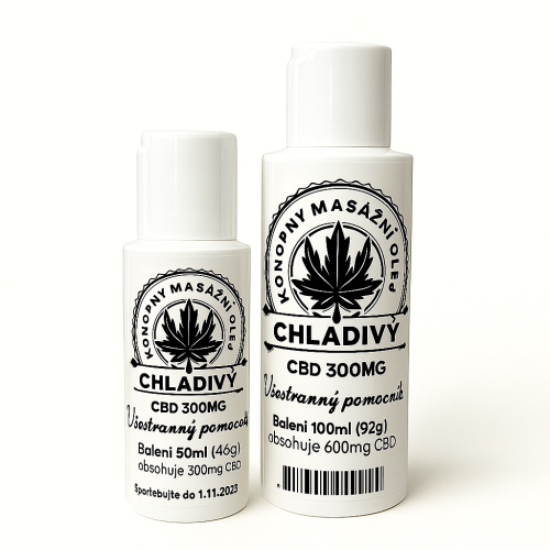Konopný masážní olej - chladivý