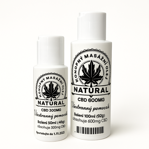 Konopný masážní olej - natural - Objem: 50ml